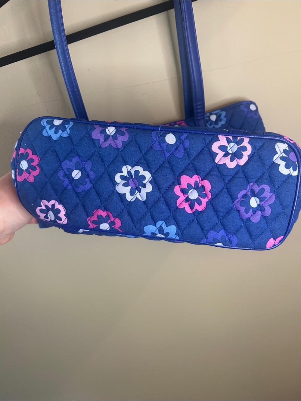 Vera Bradley Navy Quilted Floral Tote with Pink & Purple Accents - Picture 5 of 5